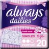 Always Dailies Singles To Go 20 Pantyliners Normal